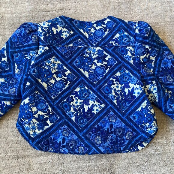 7 For All Mankind Blue Toile Quilted Floral Jacket NWT - Picture 8 of 10